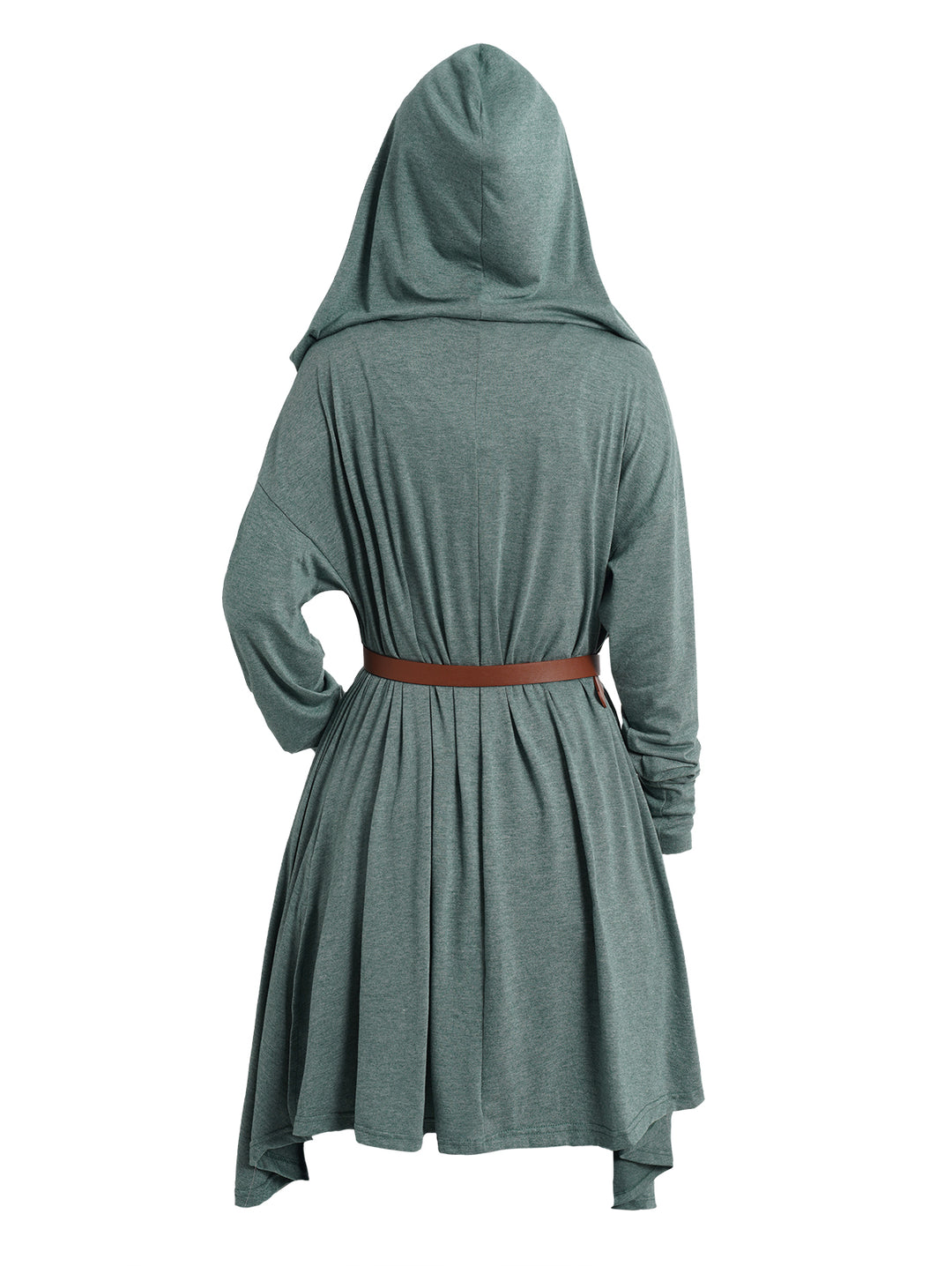 Open Front Long Belted Hooded Top And Solid Color Tank Top Set