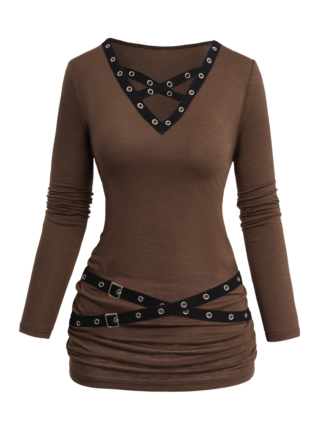 Women Long Sleeve V Neck Top