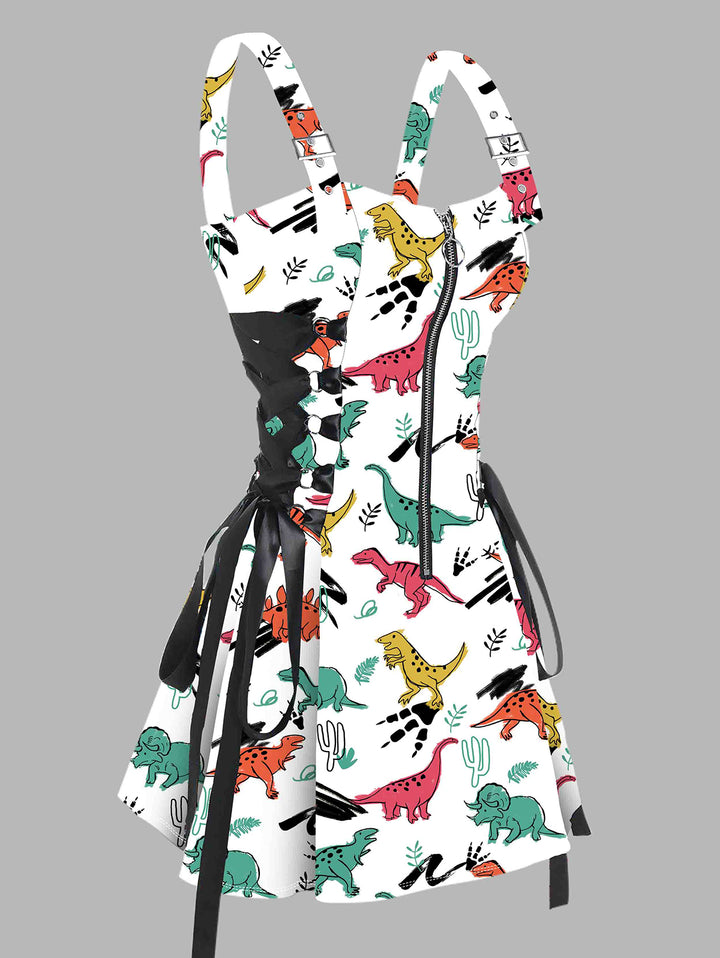 Cartoon Dinosour Print Dress