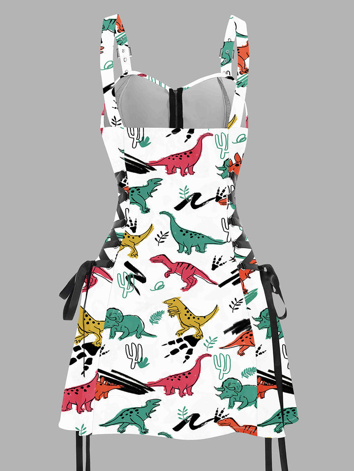 Cartoon Dinosour Print Dress