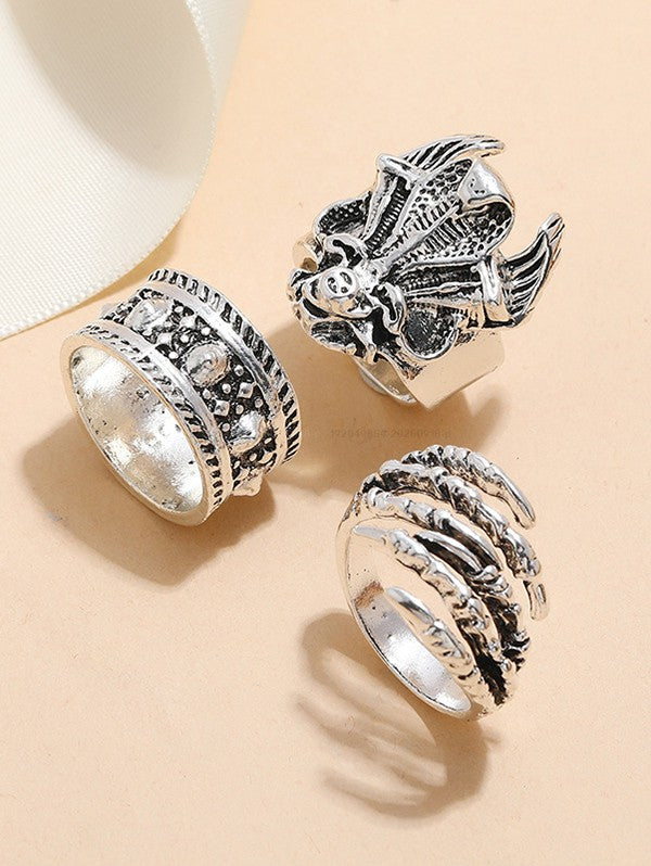 Fashionable Gothic Retro Geometric Personal Rings Set