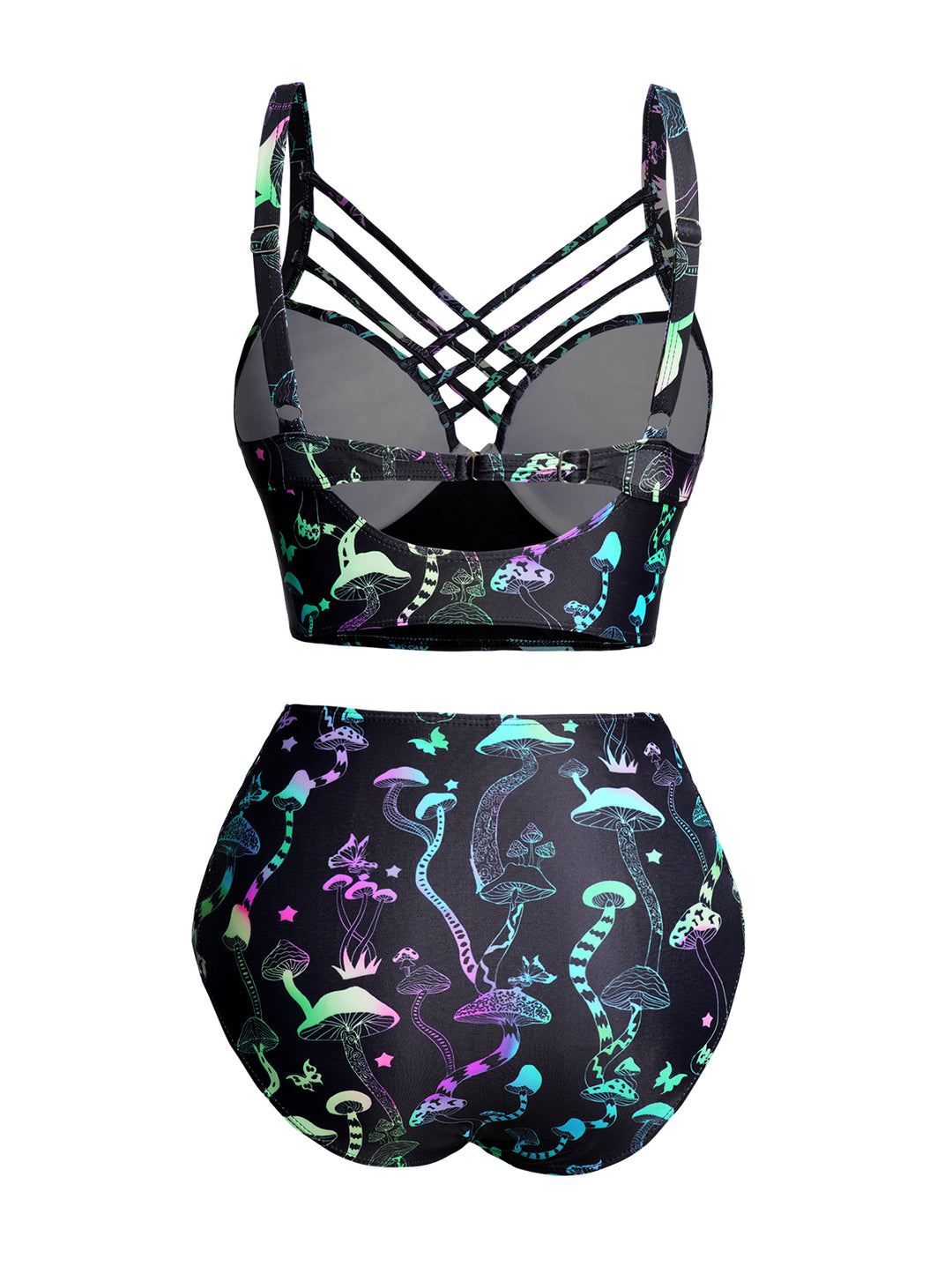 Galaxy Mushroom Skull Print Bikini Swimwear