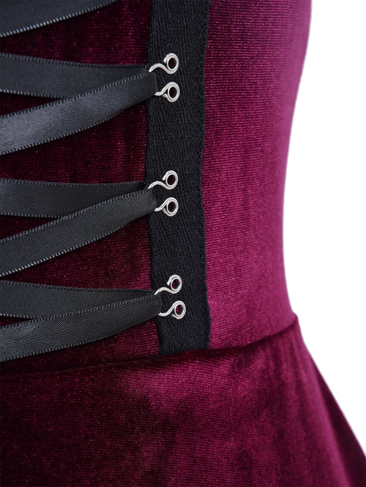 Gothic Velvet Lace Up Dress