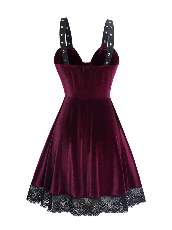 Gothic Velvet Lace Up Dress
