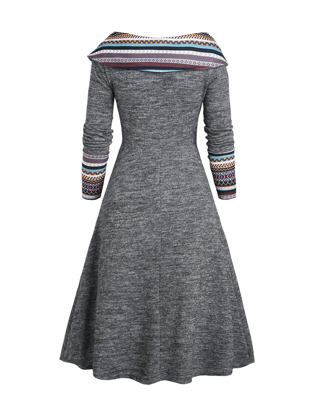 Heathered Tribal Rainbow Stripe Print Dress