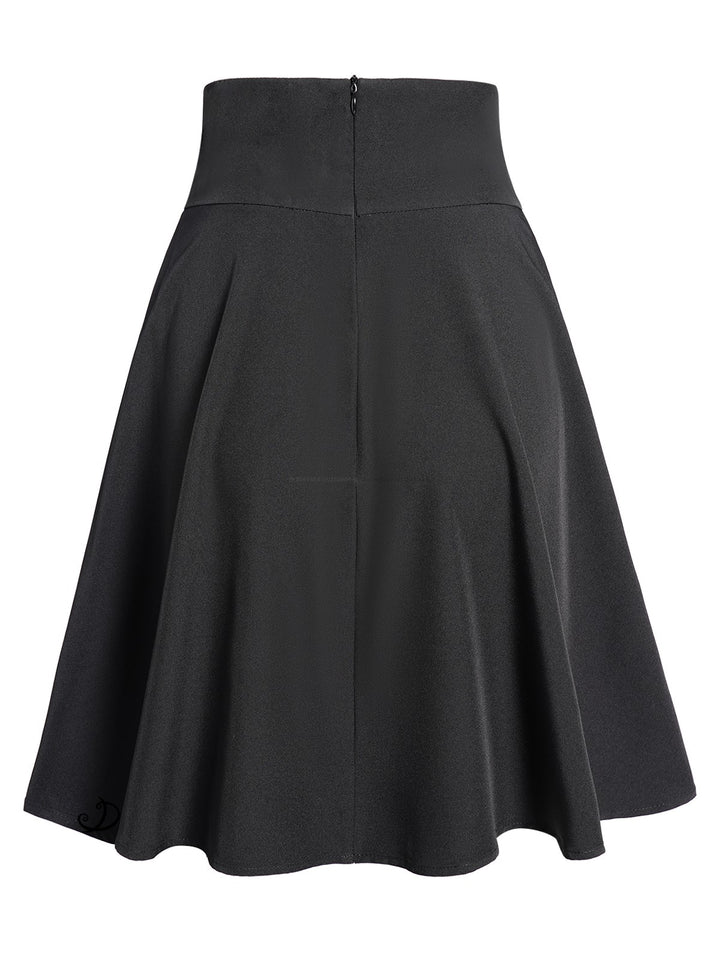 Gothic Grommet Chain Embellishment Zipper Fly Layered A Line Mini Skirt