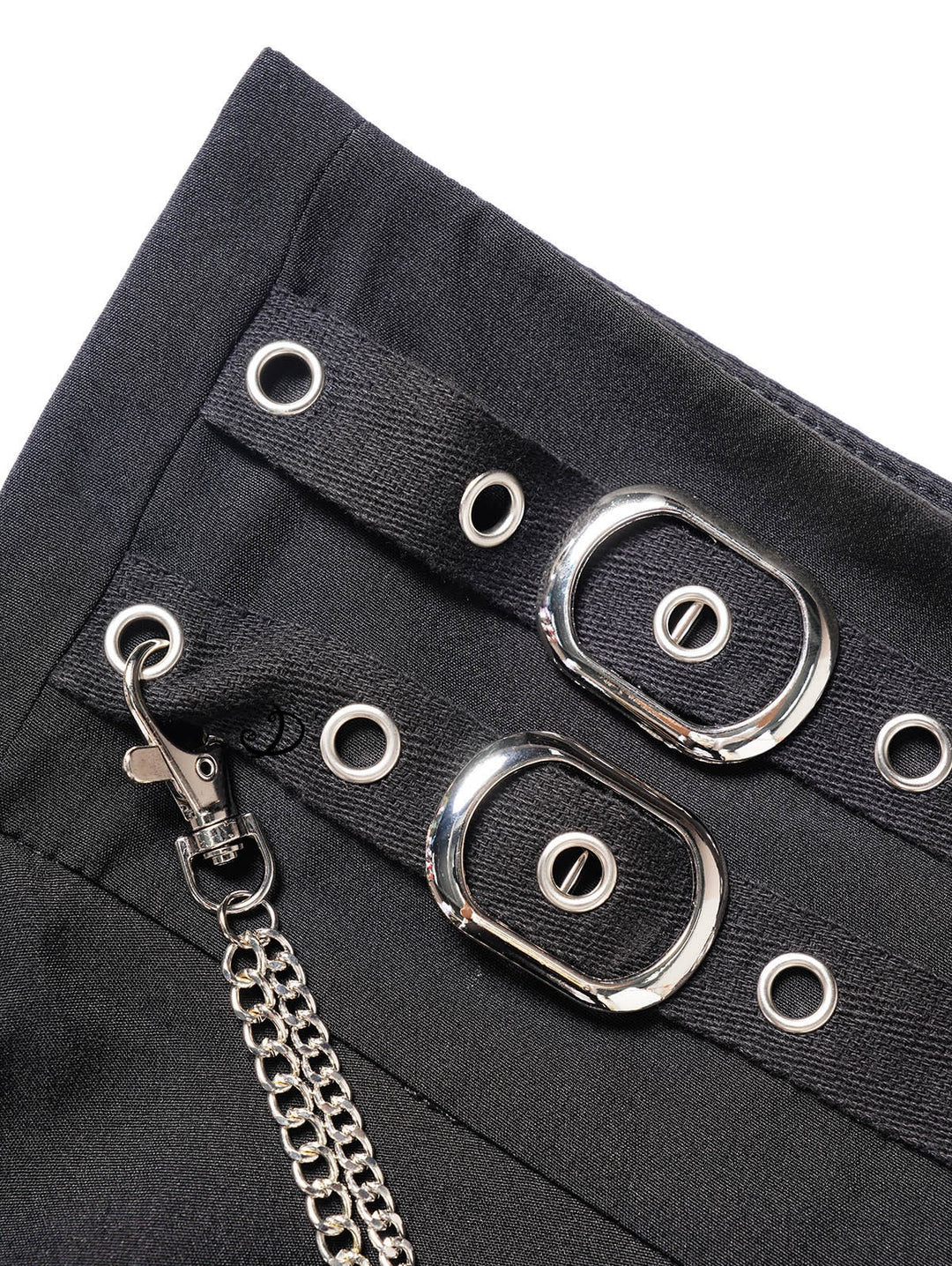 Gothic Grommet Chain Embellishment Zipper Fly Layered A Line Mini Skirt