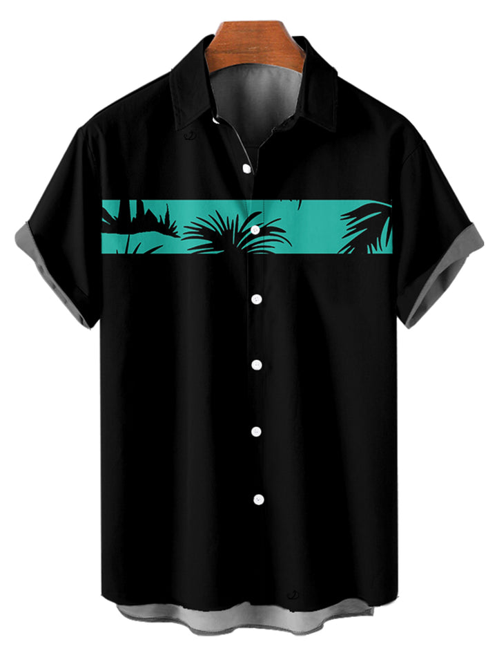 Palm Tree Print Short Sleeve Vacation Shirt