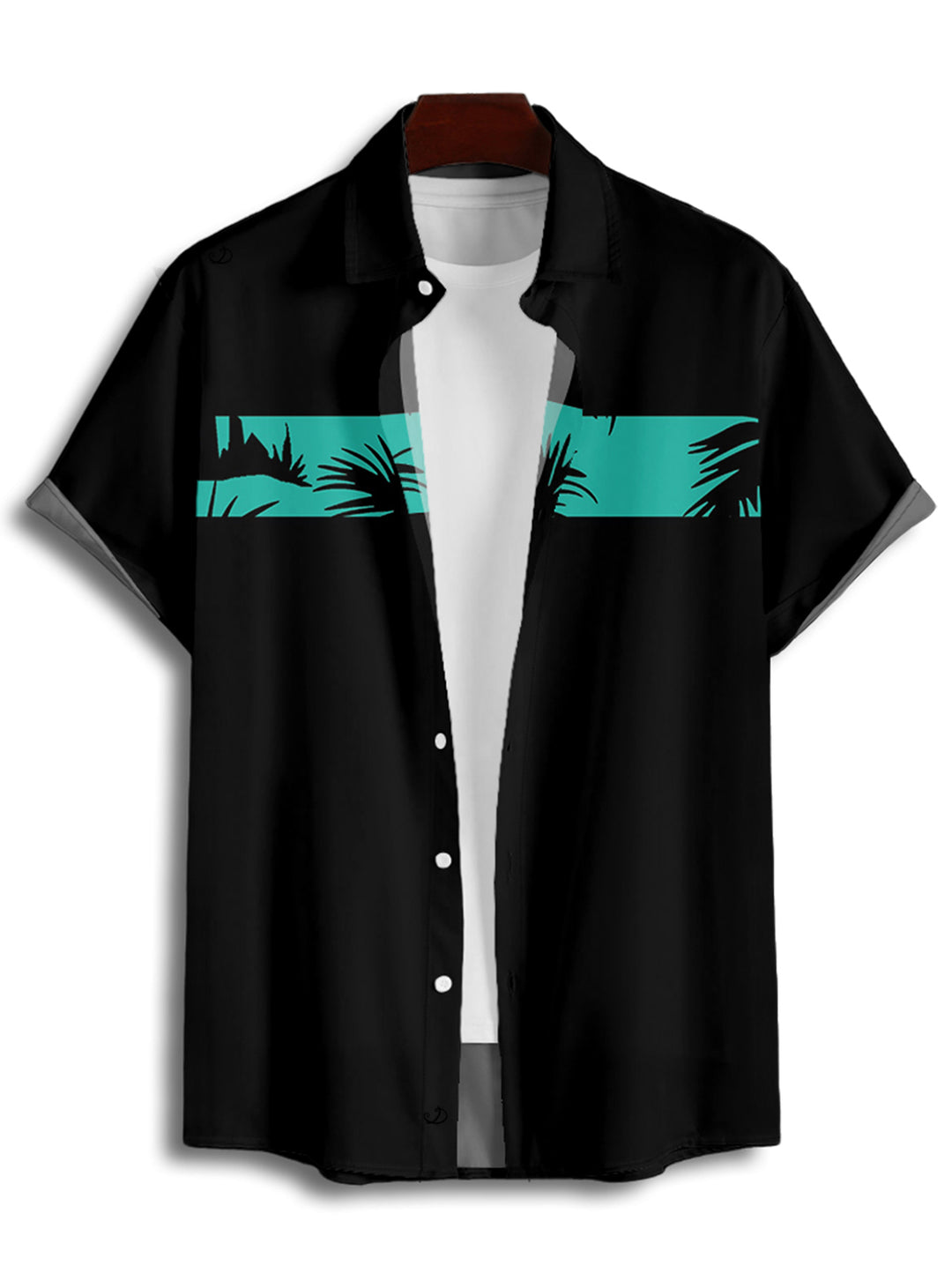 Palm Tree Print Short Sleeve Vacation Shirt
