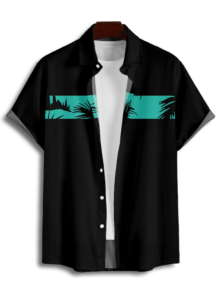 Palm Tree Print Short Sleeve Vacation Shirt