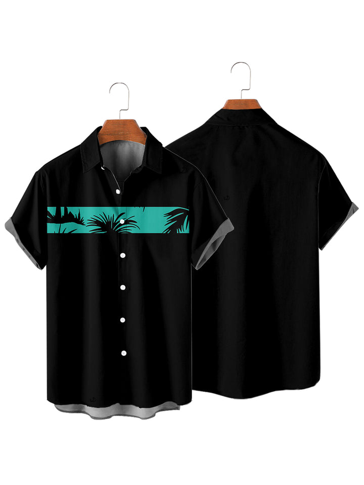 Palm Tree Print Short Sleeve Vacation Shirt