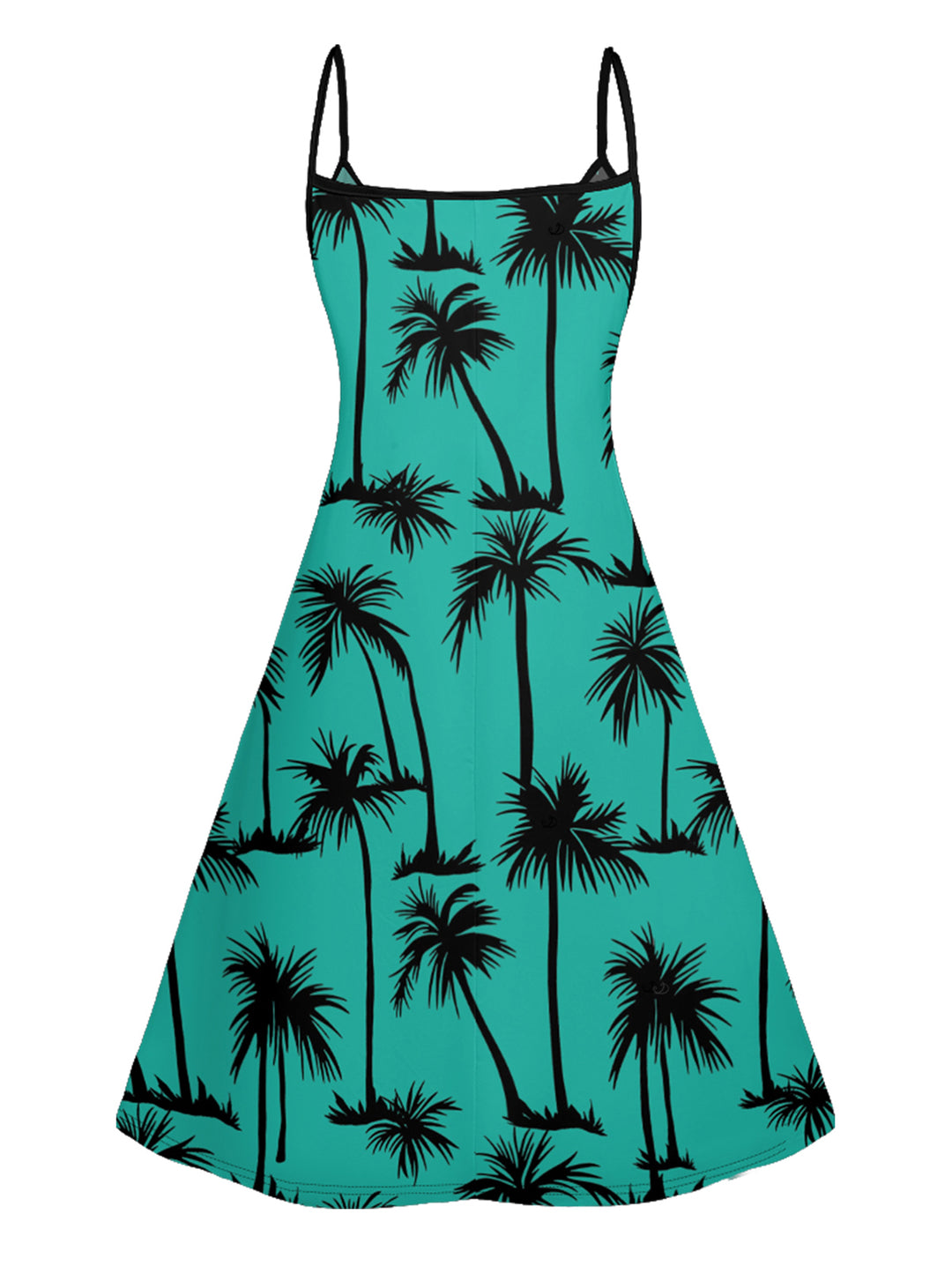 Palm Tree Print Vacation Spaghetti Strap V Neck Mini Dress