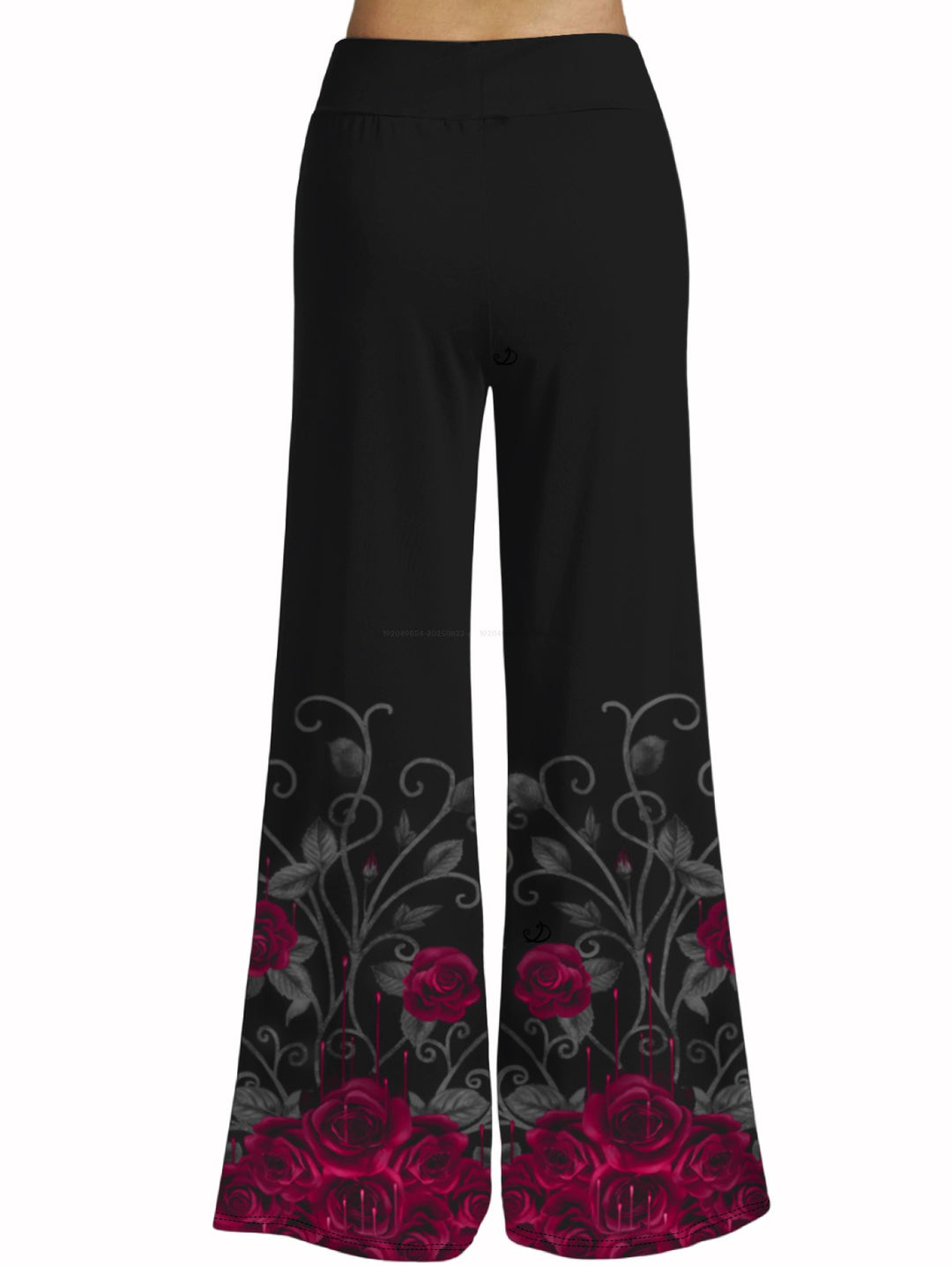 Floral Leaf Pattern Gothic  High Waisted Wide Leg Pants