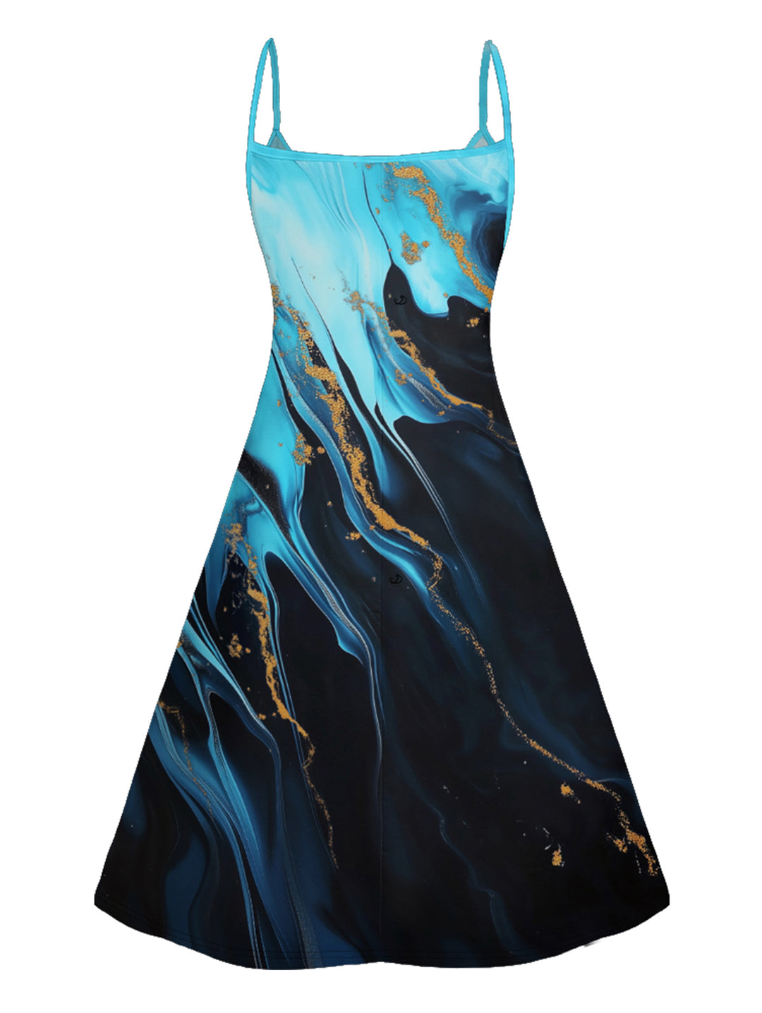 Printed Colorblock Spaghetti Strap V Neck A Line Mini Vacation Tank Dress