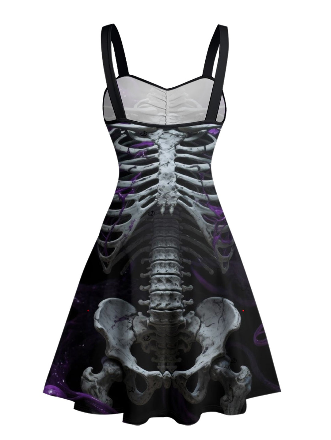 Gothic Skeleton Purple Rose Spaghetti Strap A Line Mini Dress