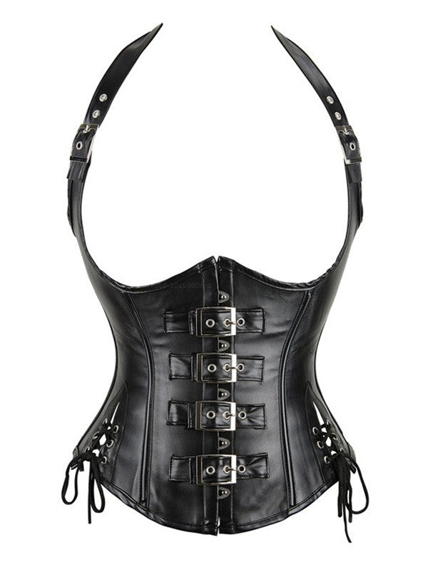 Punk Style Lace Up Buckle Halter Corset