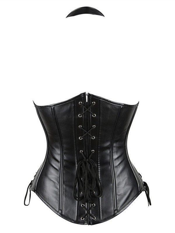 Punk Style Lace Up Buckle Halter Corset