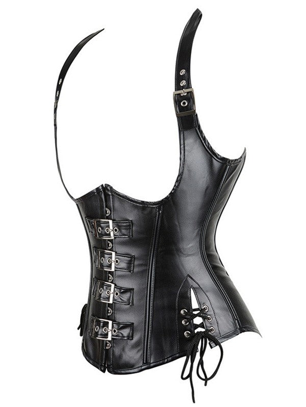 Punk Style Lace Up Buckle Halter Corset