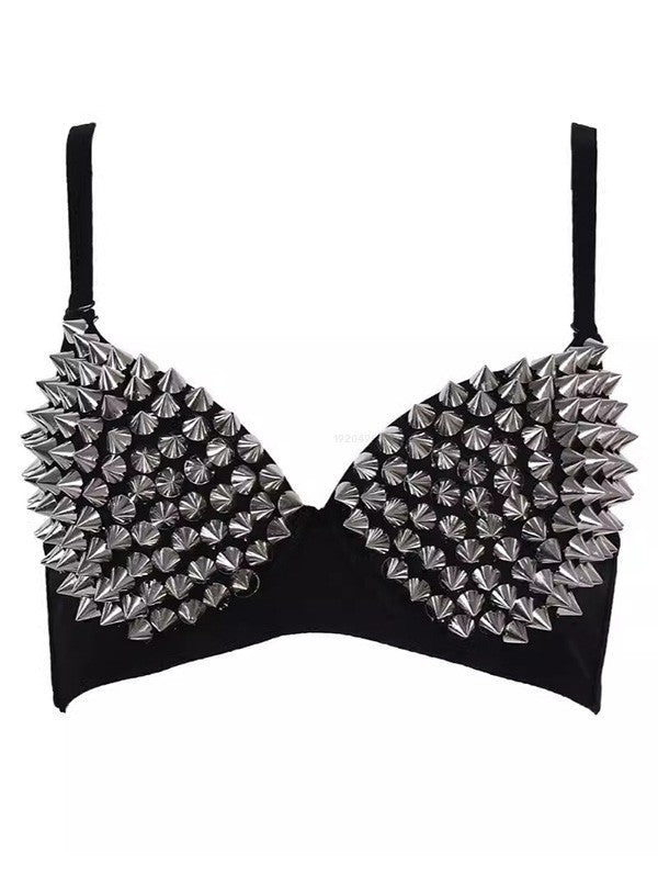 Punk Style Rivet Adjustable Strap Push Up Party Bra