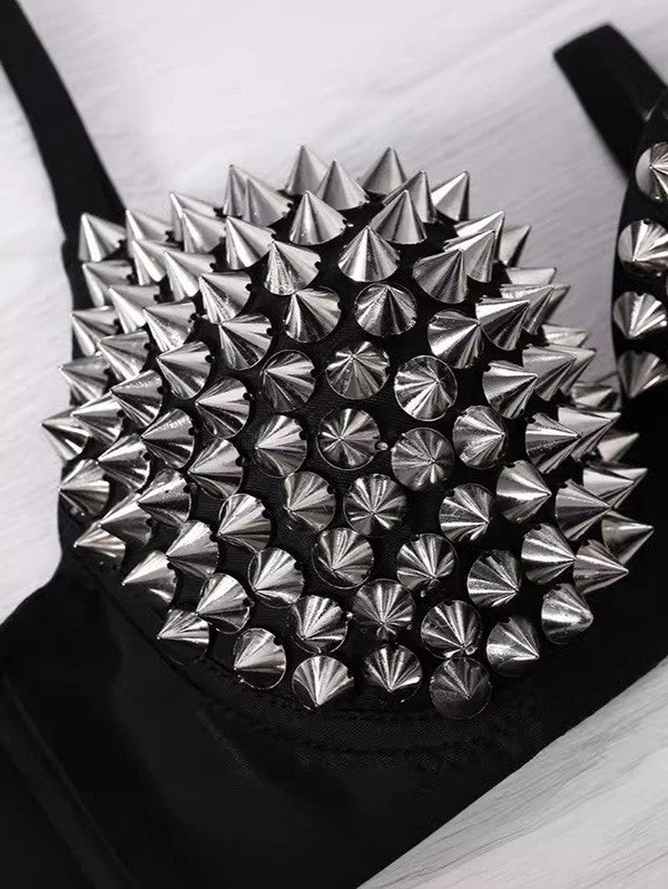 Punk Style Rivet Adjustable Strap Push Up Party Bra