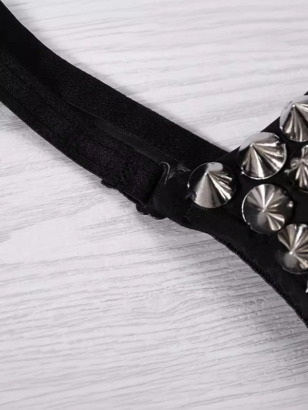 Punk Style Rivet Adjustable Strap Push Up Party Bra