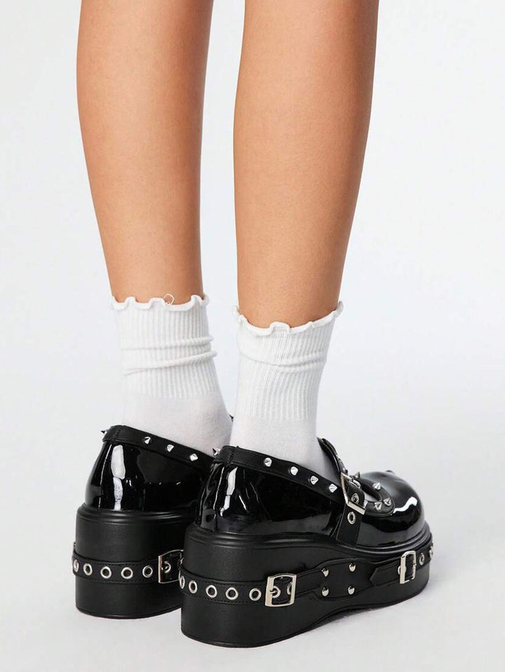 Gothic Shoes Grommet Buckle Strap Rivet Punk Shoes