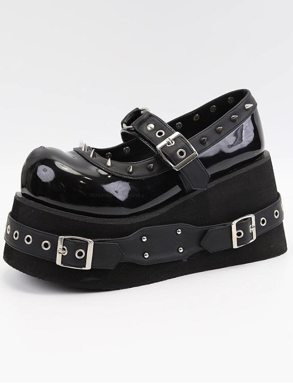 Gothic Shoes Grommet Buckle Strap Rivet Punk Shoes