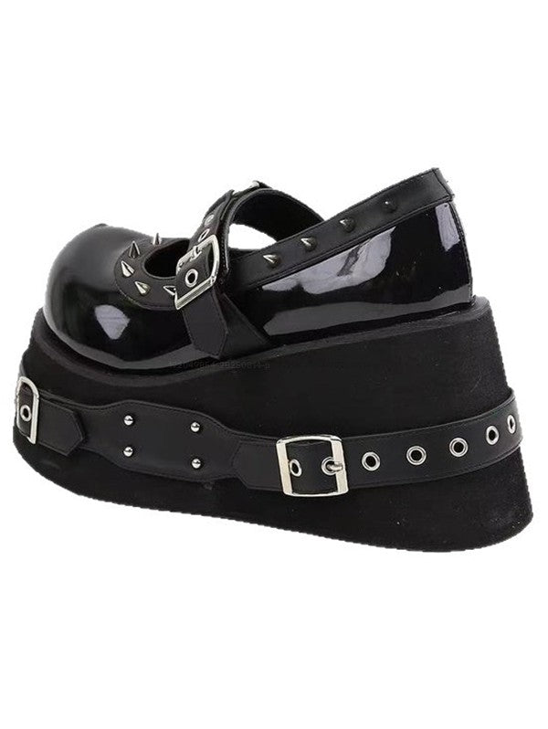 Gothic Shoes Grommet Buckle Strap Rivet Punk Shoes