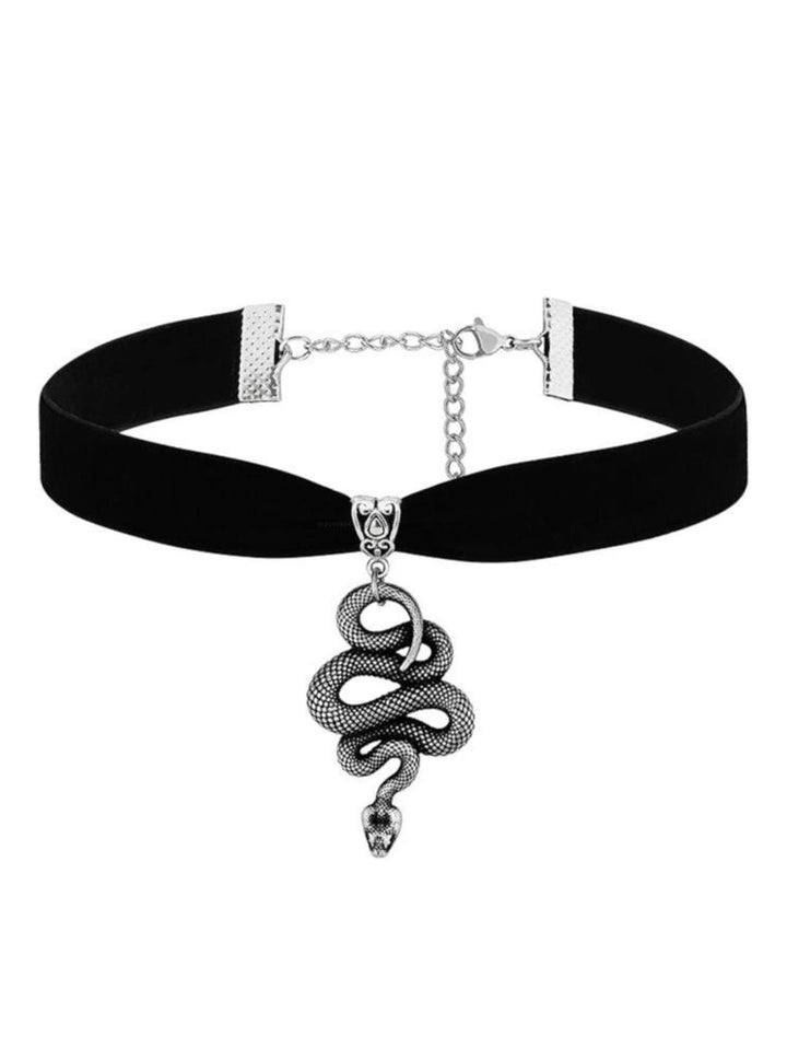 Vintage Choker Snake Pendant Velvet Gothic Necklace