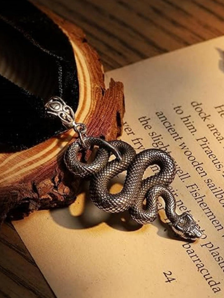 Vintage Choker Snake Pendant Velvet Gothic Necklace