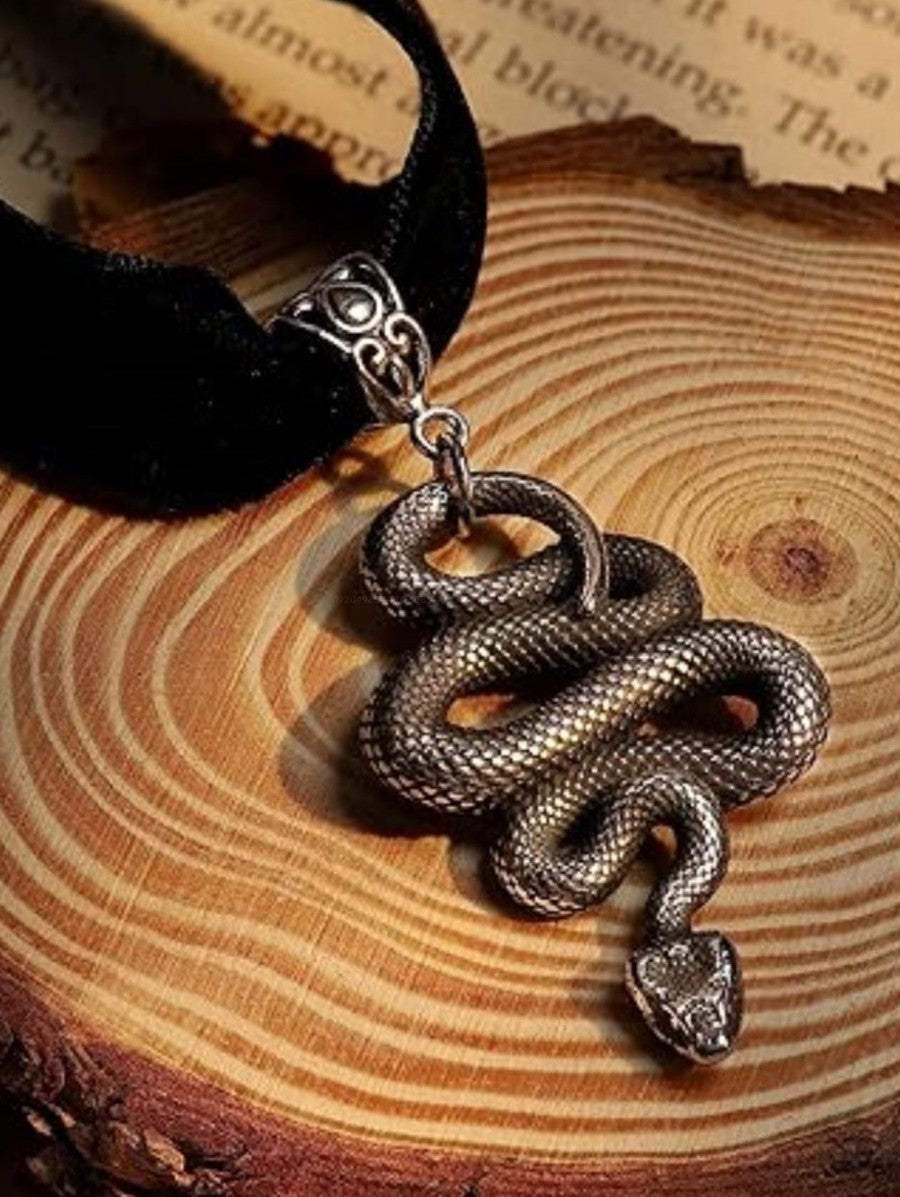 Vintage Choker Snake Pendant Velvet Gothic Necklace