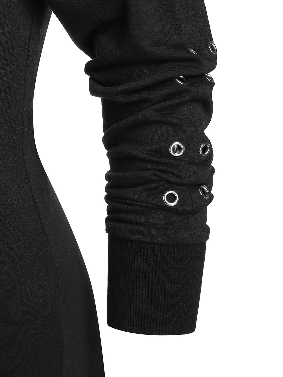 Gothic Crisscross Open Shoulder Eyelet T Shirt