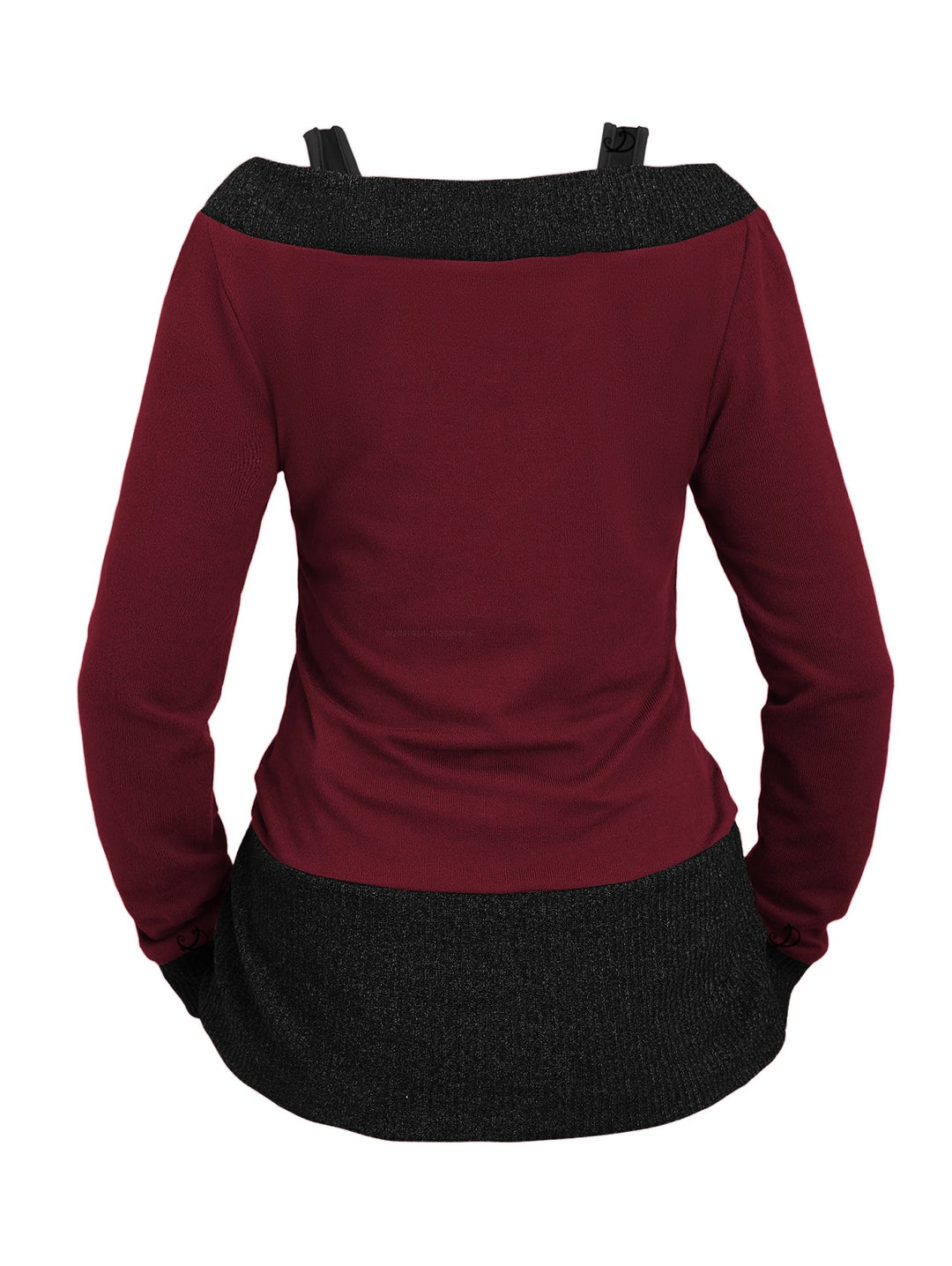 Heather Textured Long Sleeve 2 In 1 Faux Twinset Top