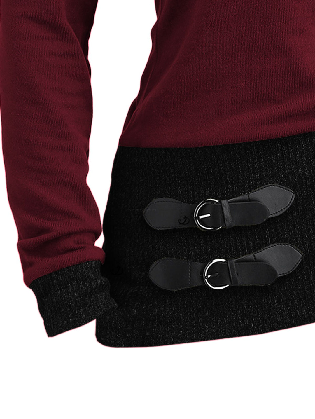 Heather Textured Long Sleeve 2 In 1 Faux Twinset Top