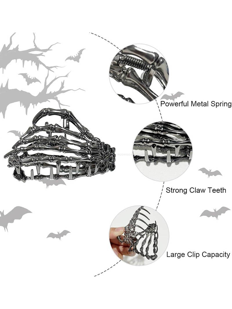 3pcs Gothic Halloween Hair Claws Spider Skeleton Bat Hair Claws