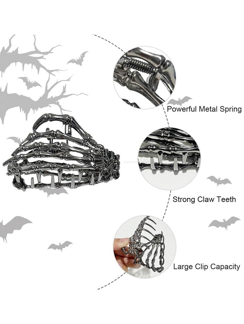 3pcs Gothic Halloween Hair Claws Spider Web Skeleton Hair Claws
