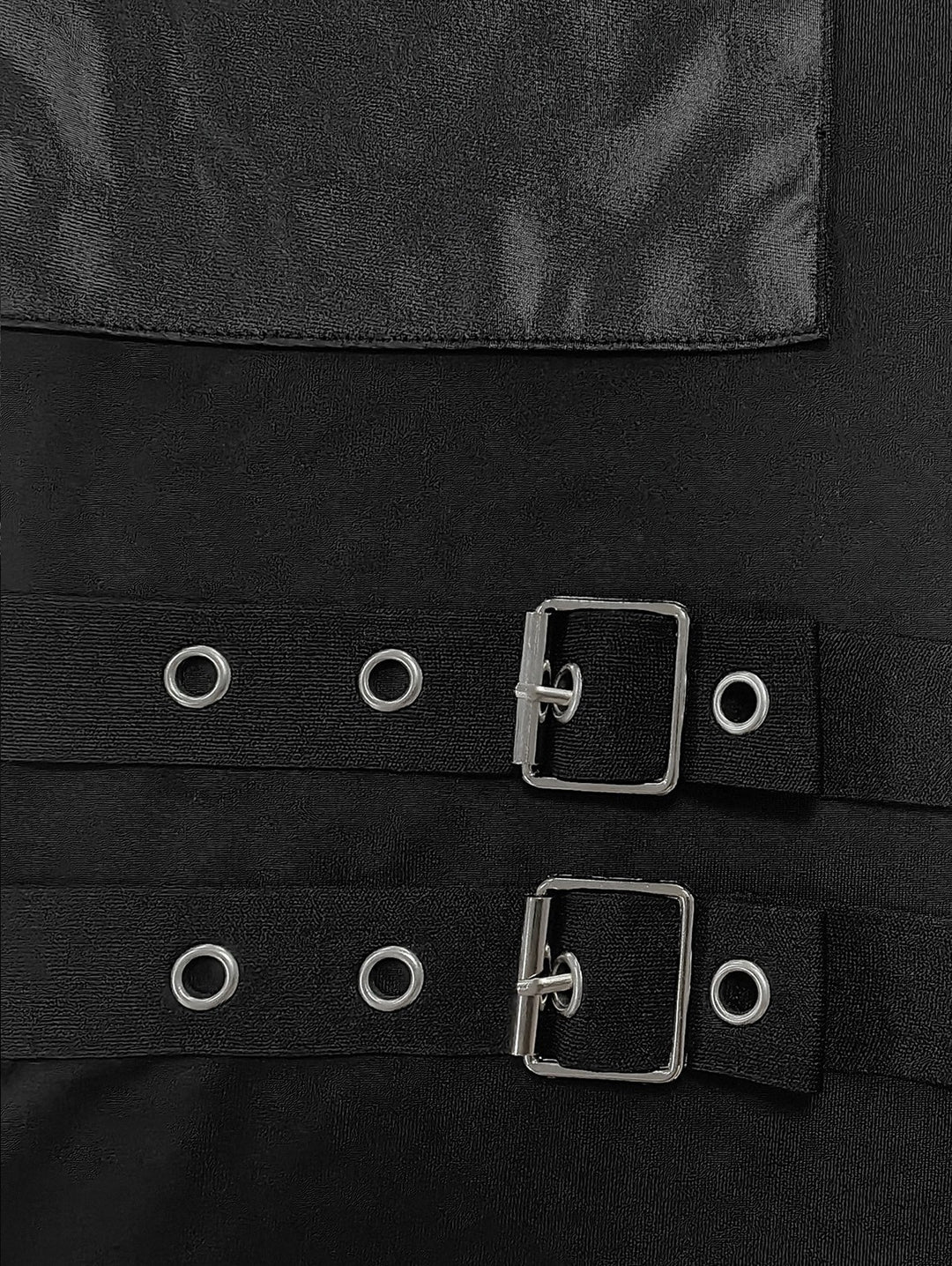 Gothic Solid Color O Ring Zipper Buckle Strap Skinny Leggings