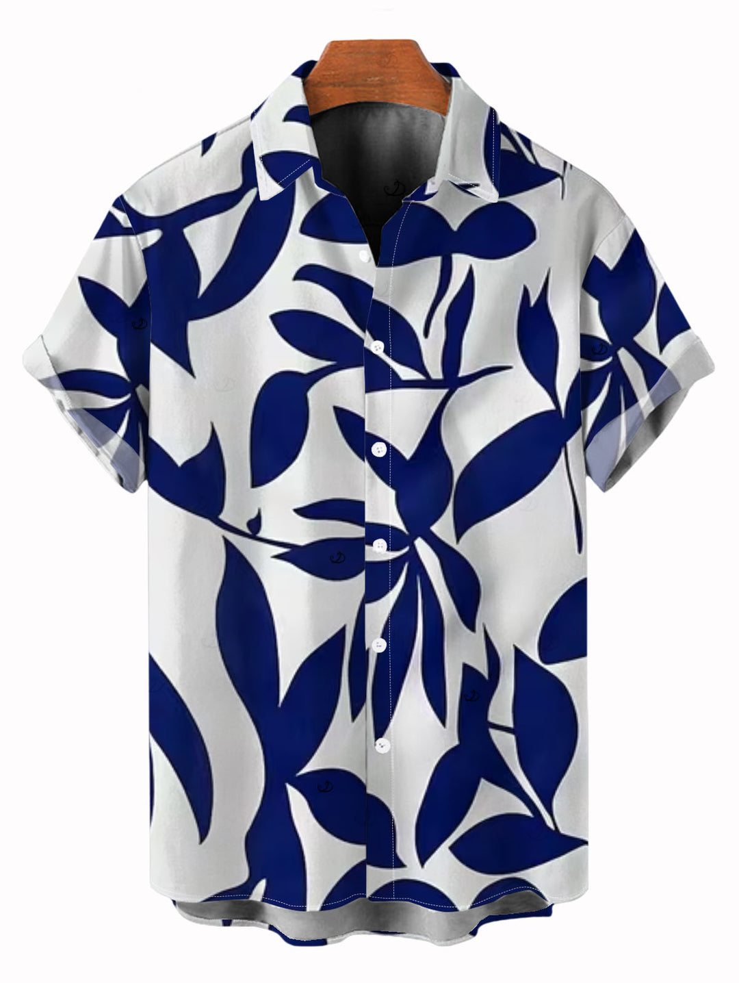 Men's Leaf Patten Button Up Vacation Shirt