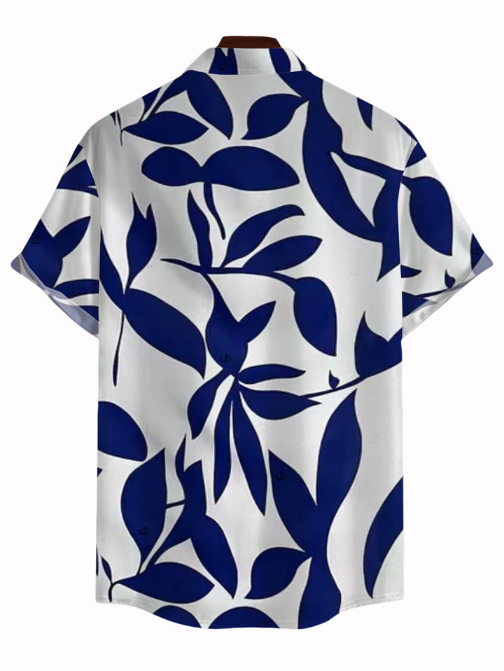 Men's Leaf Patten Button Up Vacation Shirt