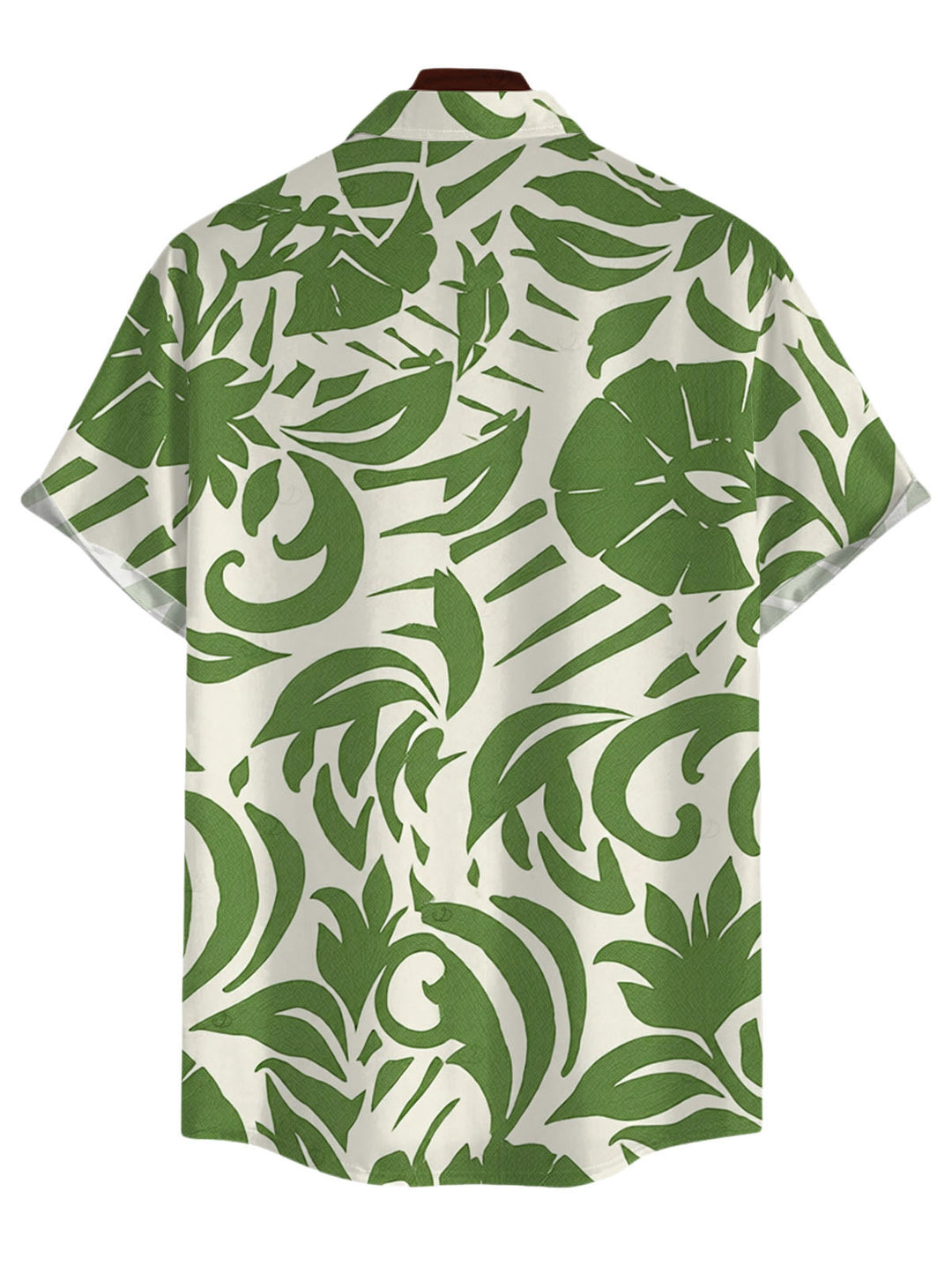 Men's Botanical Leaf Scroll Silhouette Print Button Up Vacation Shirt