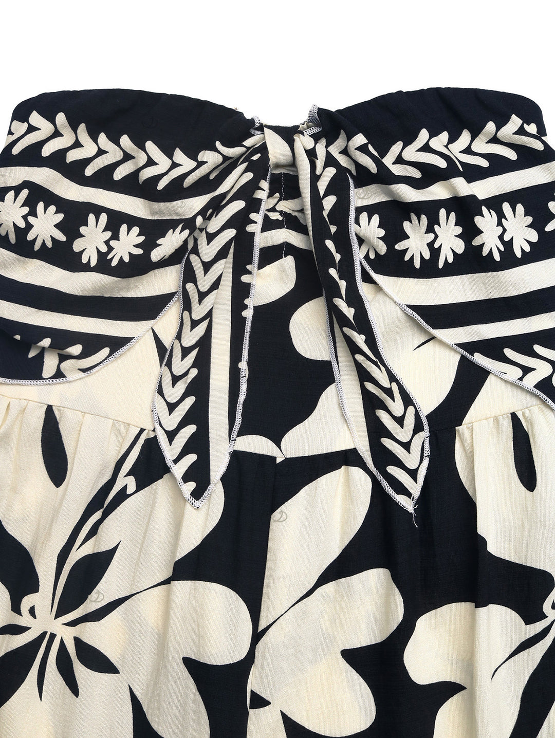 Colorblock Tribal Floral Print Bowknot Off the Shoulder Bohemian Jumpsuit