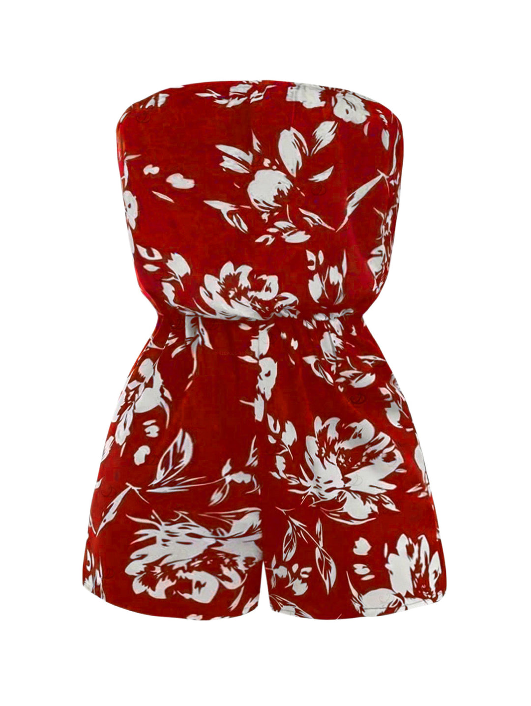 Flower Tropical Leaf Print Off the Shoulder Vacation Romper