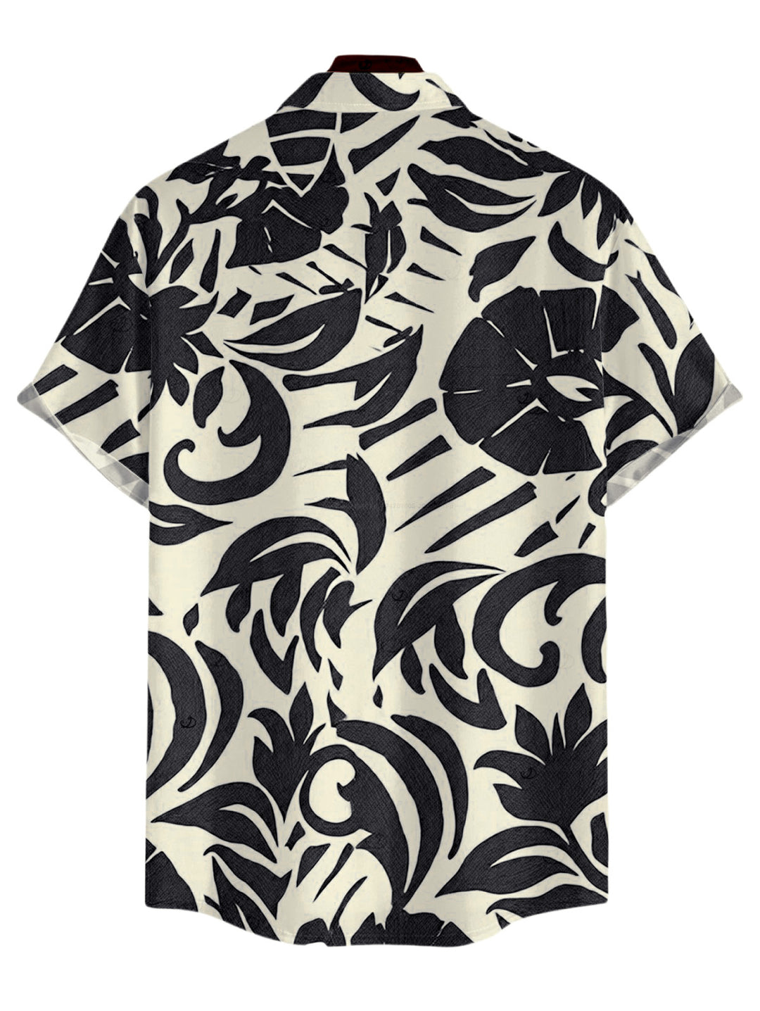 Men's Botanical Leaf Scroll Silhouette Print Button Up Vacation Shirt