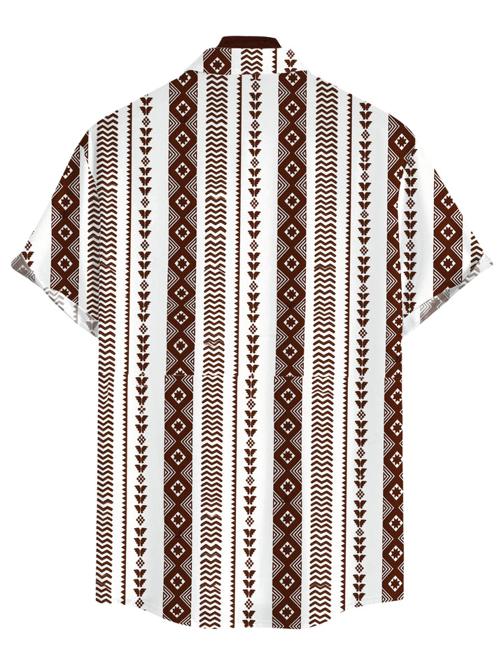 Men's Geometric Ethnic Print Button Up Shirt