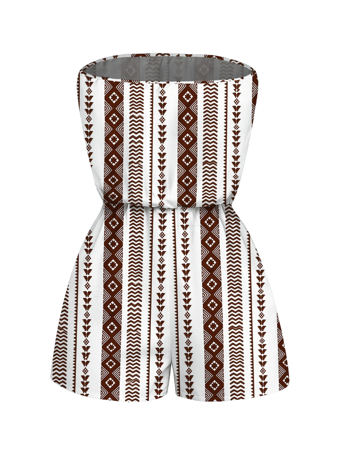 Geometric Ethnic Print Pocket Off the Shoulder Romper