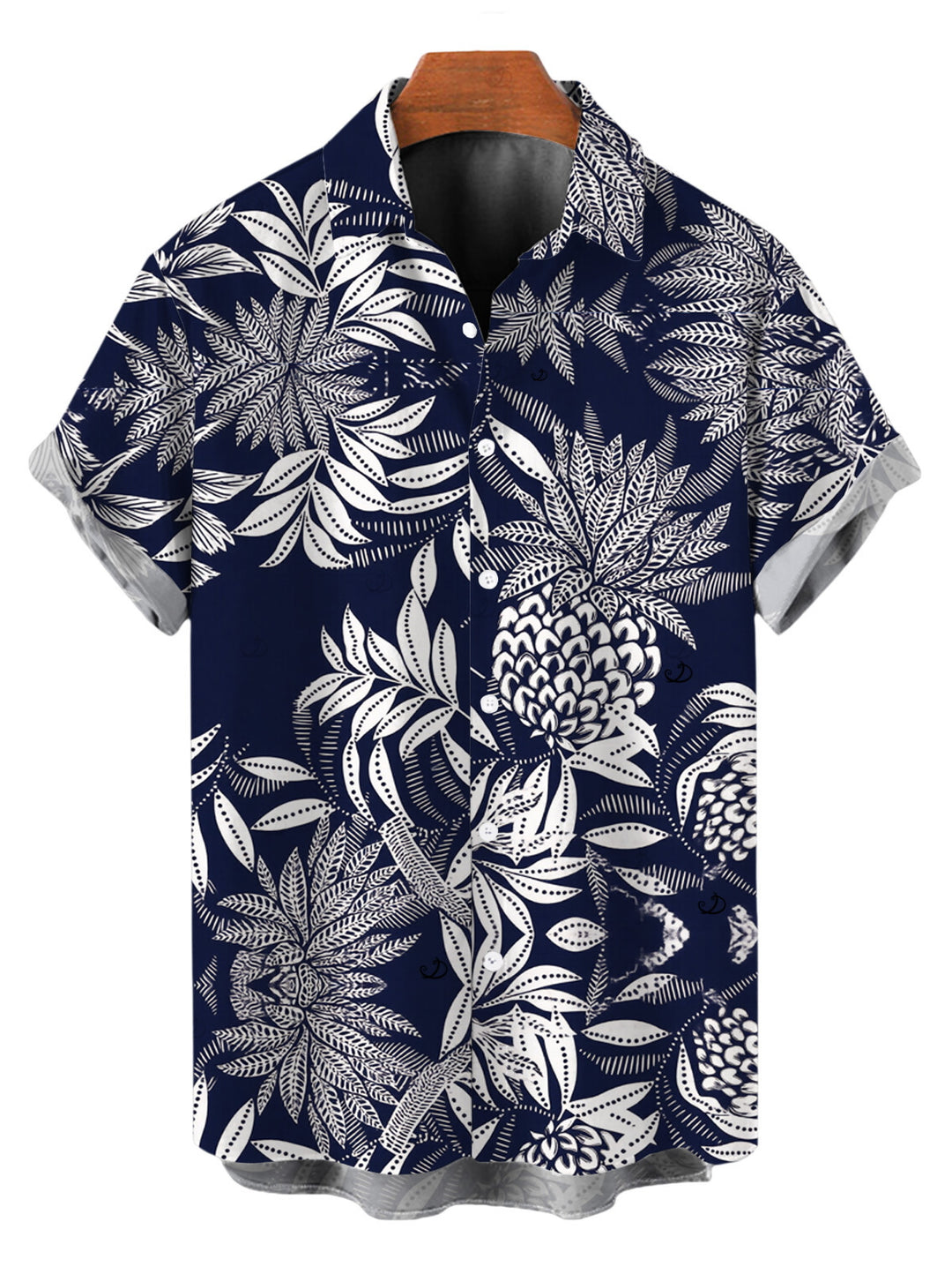 Men's Tropical Pineapple Print Button Up Hawaiian Vacation Shirt