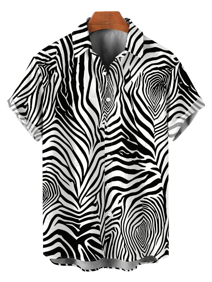 Men's Zebra Animal Print Button Up Vacation Shirt