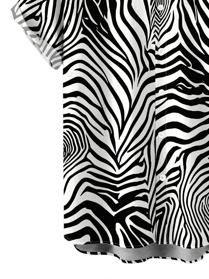 Men's Zebra Animal Print Button Up Vacation Shirt