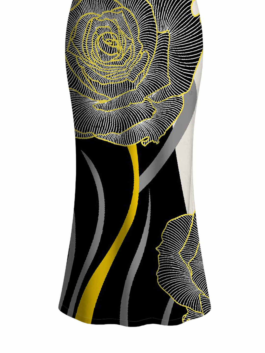 Women's Contrast Color Line Rose Print Spaghetti Strap Dress, Slimming, Figure-hugging & Elegant Long Dress