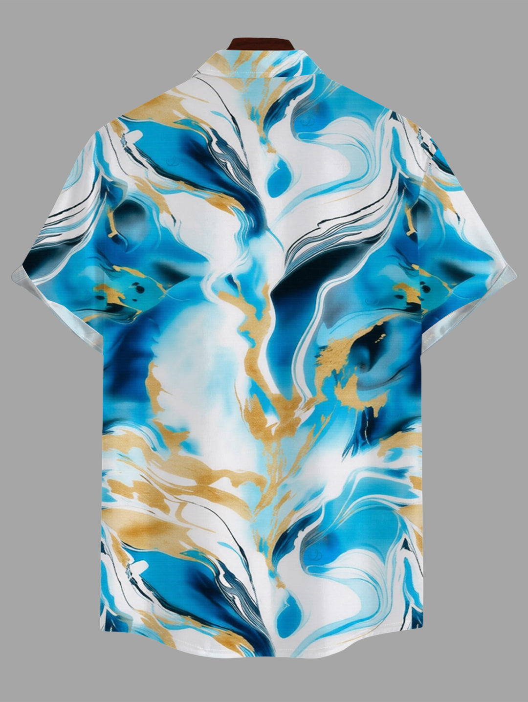 Men's Marble Fluid Swirl Tie Dye Print Button Up Vacation Shirt